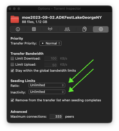 Override limits to Unlimited